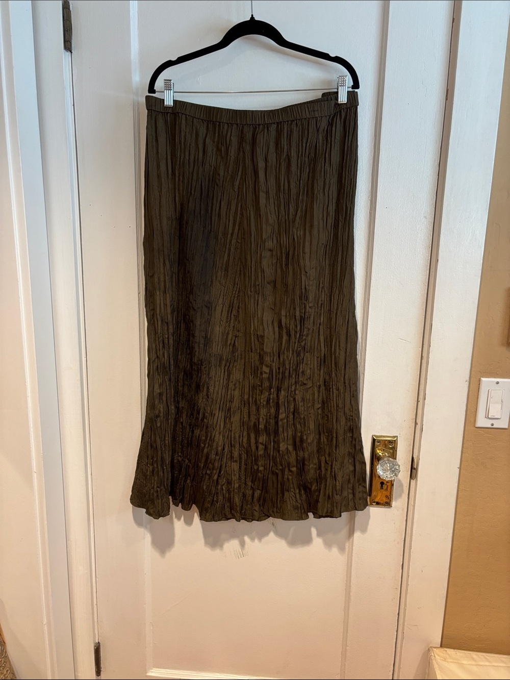 Eileen Fisher Chocolate Brown Crinkled Midi Skirt 3X